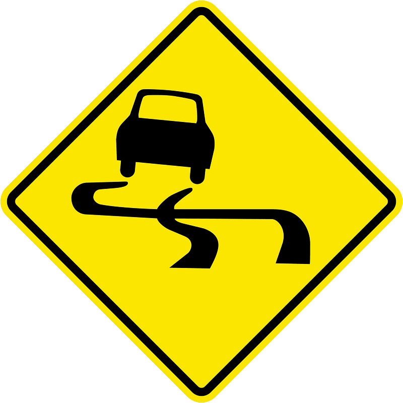 Slippery road surface sign in Jamaica