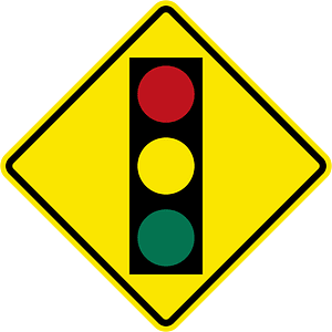 Traffic signals ahead sign in Jamaica