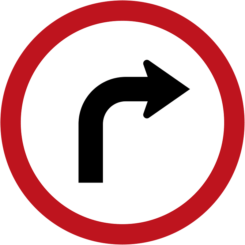 Turn right ahead sign in Jamaica