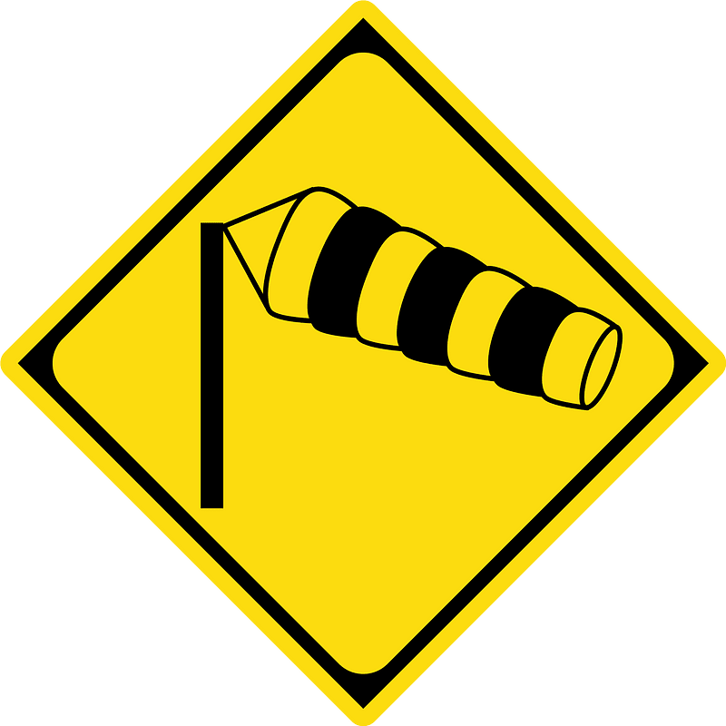Dangerous crosswinds sign in Japan