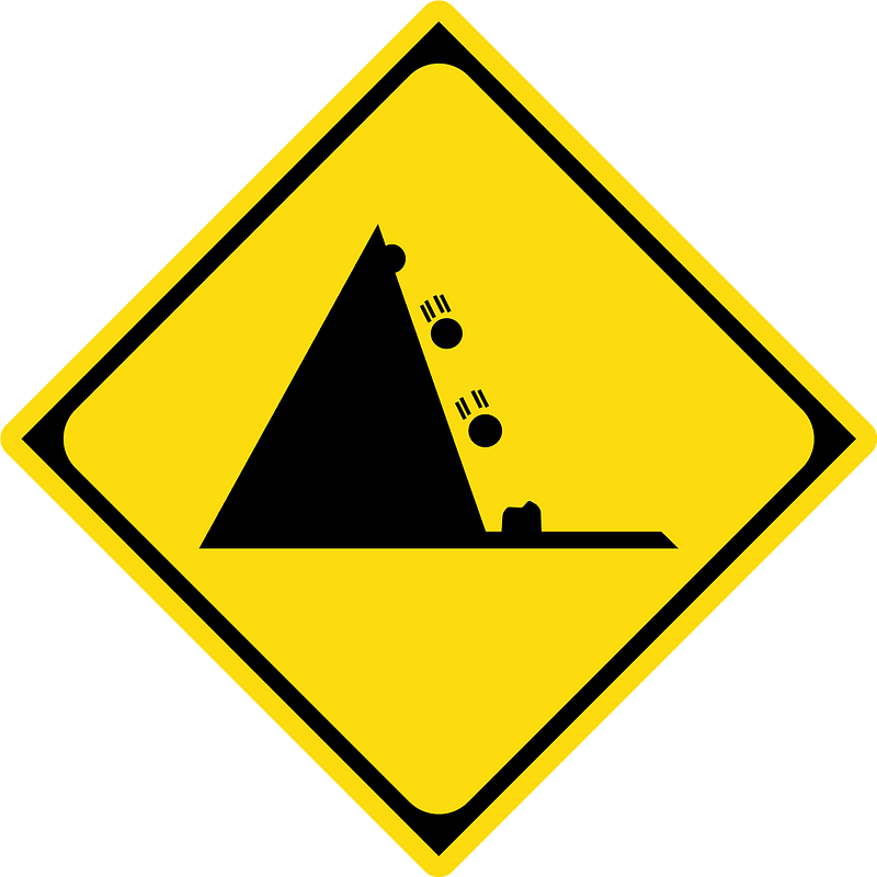 Falling rocks or debris sign in Japan