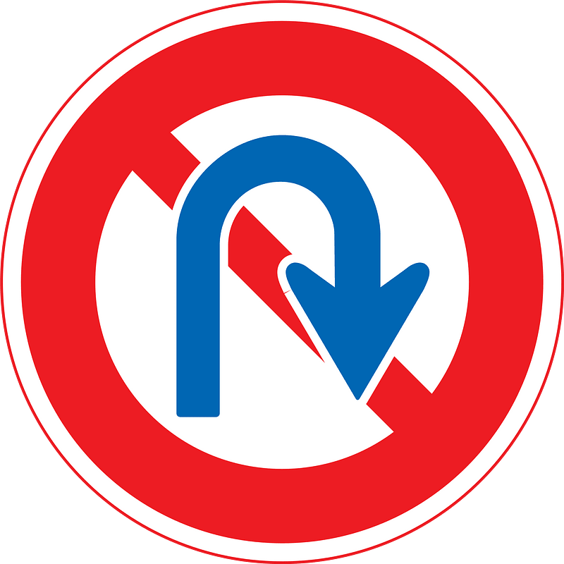 No U-turn sign in Japan
