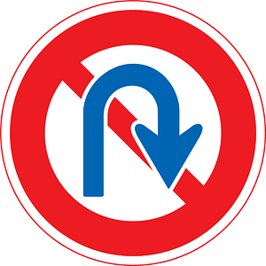 No U-turn sign in Japan