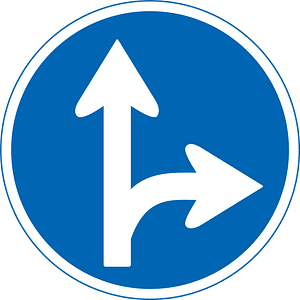 Proceedstraightor right sign in Japan