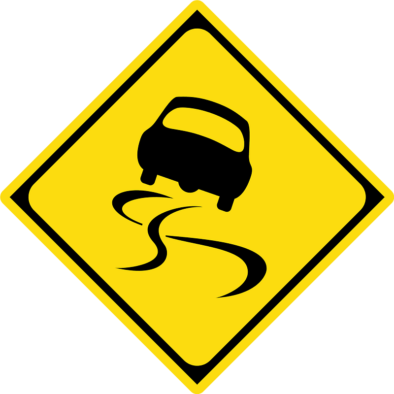 Slippery road surface sign in Japan
