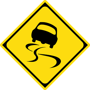 Slippery road surface sign in Japan