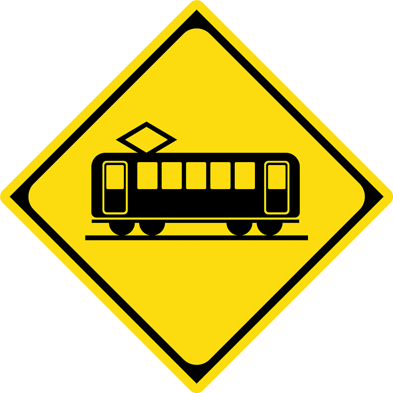 Tram / streetcar crossing sign in Japan