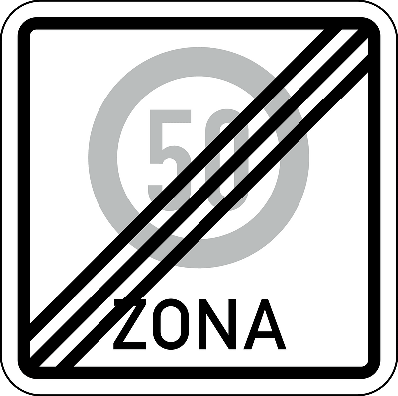 End of speed limit zone sign in Latvia