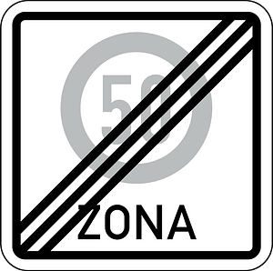 End of speed limit zone sign in Latvia
