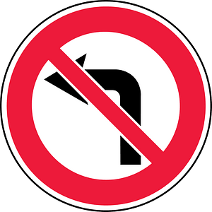 No left turn sign in Latvia