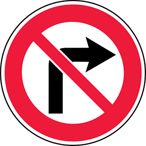 No right turn sign in Latvia