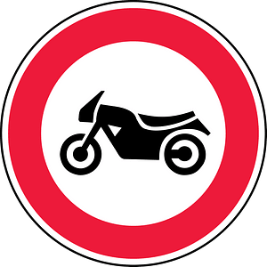 No motorcycles sign in Latvia