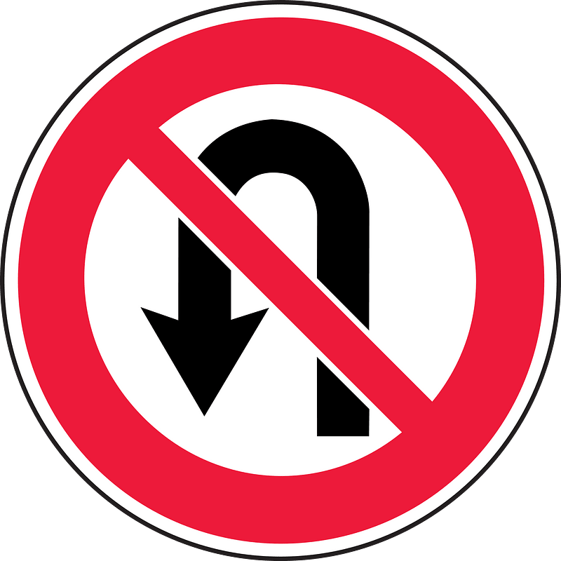 No U-turns sign in Latvia
