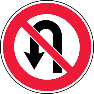 No U-turns sign in Latvia