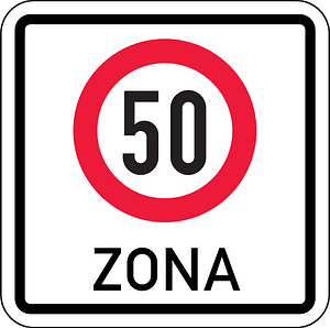 Speed limit zone sign in Latvia