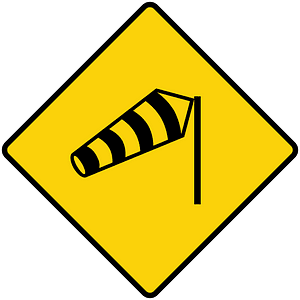Dangerous crosswinds sign in Liberia
