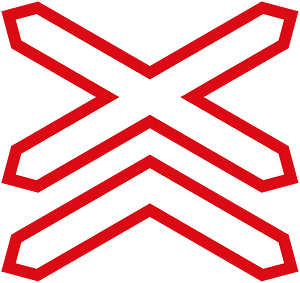 Level crossing (multiple tracks) sign in Liberia