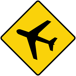 Low-flying aircraft sign in Liberia