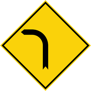 Gentle curve ahead sign in Malaysia