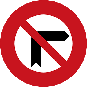 No right turn sign in Malaysia