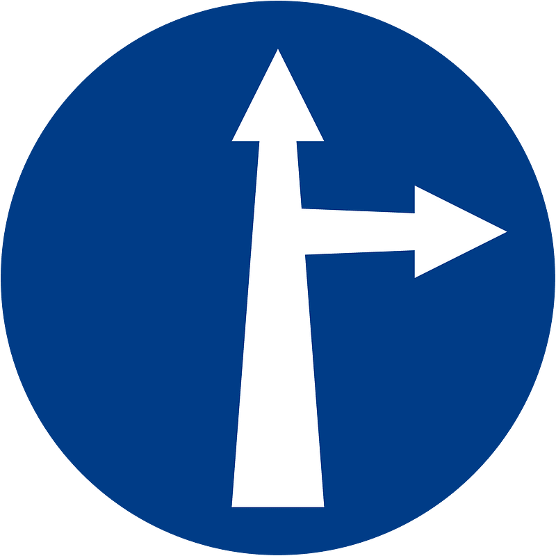 Proceedstraightor right sign in Malaysia