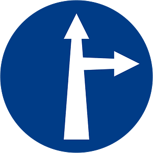 Proceedstraightor right sign in Malaysia
