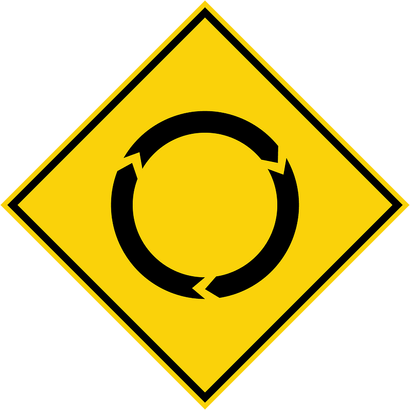 Roundabout ahead sign in Malaysia