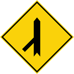 Traffic merges ahead sign in Malaysia