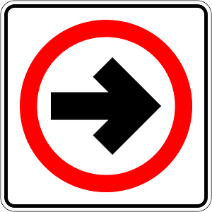 Turn right sign in Malaysia