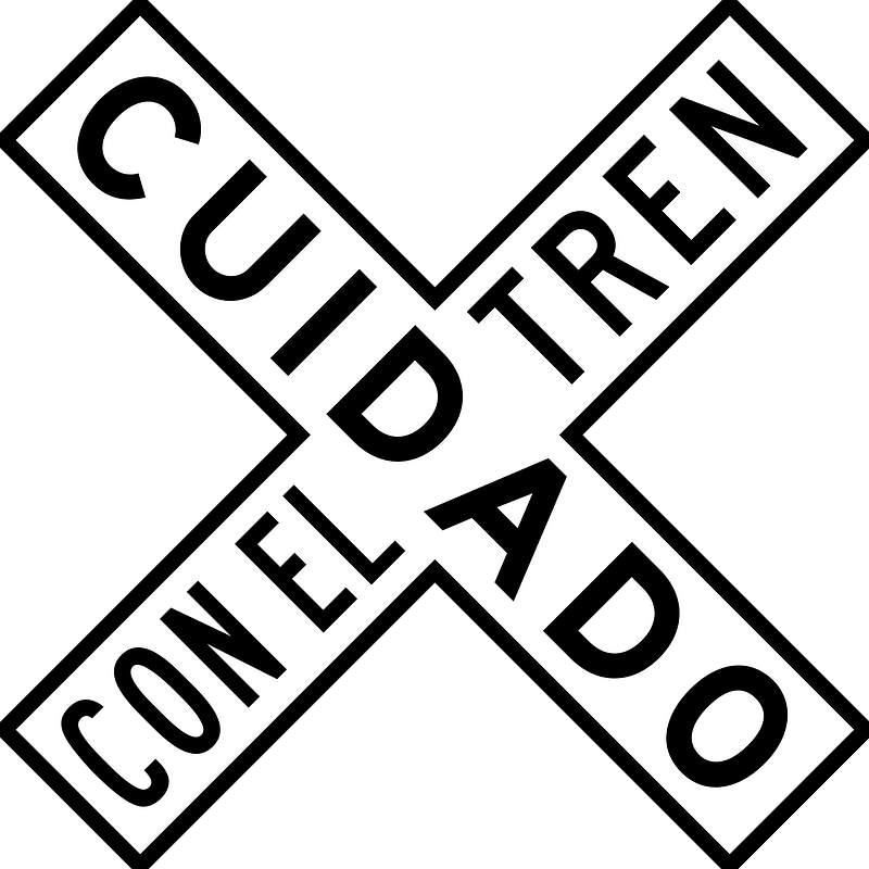 Level crossing (multiple tracks) sign in Mexico