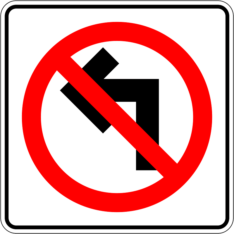 No left turn sign in Mexico