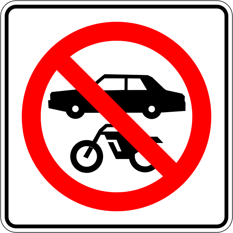 No motor vehicles sign in Mexico
