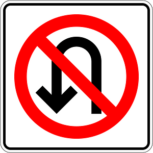 No U-turn sign in Mexico