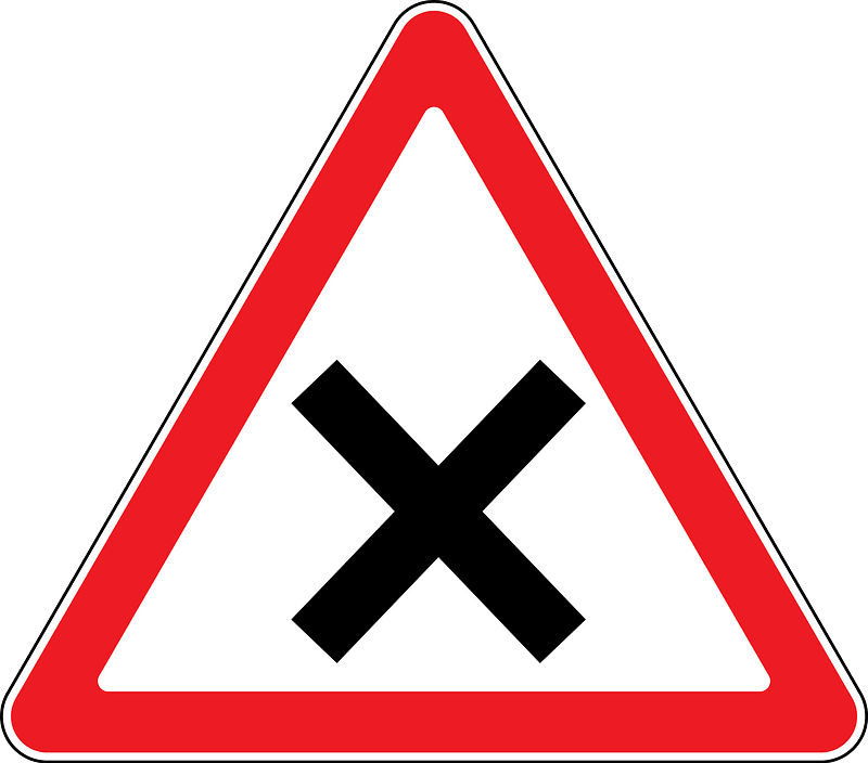 Crossroads with priority to the right sign in Moldova