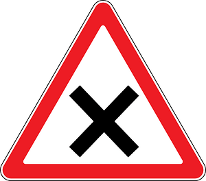 Crossroads with priority to the right sign in Moldova