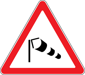 Dangerous crosswinds sign in Moldova