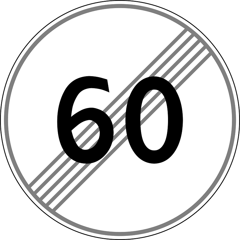 End of maximum speed limit sign in Moldova