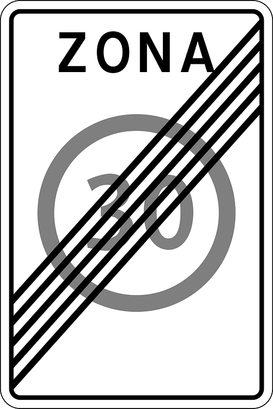End of speed limit zone sign in Moldova