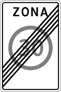 End of speed limit zone sign in Moldova