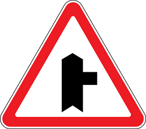 Junction with a minor road sign in Moldova