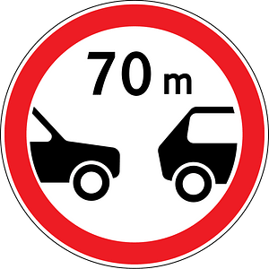 Minimum safe following distance between vehicles sign in Moldova