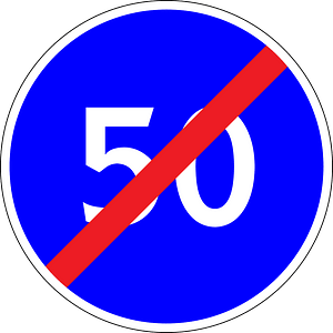 Minimum speed limit ends sign in Moldova