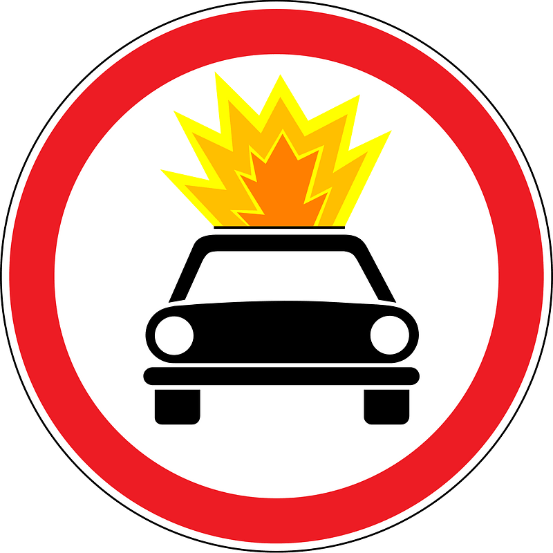 No vehicles carrying explosives sign in Moldova