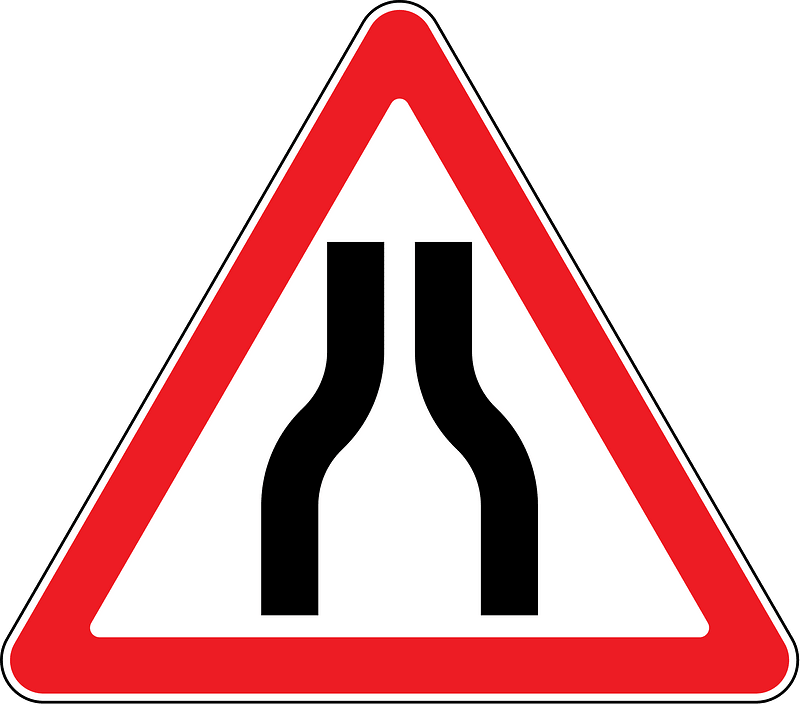 Road narrows on both sides sign in Moldova