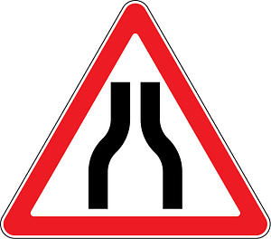 Road narrows on both sides sign in Moldova