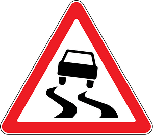 Slippery road surface sign in Moldova