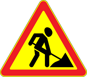 Roadworks ahead sign in Moldova