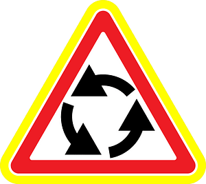 Roundabout ahead sign in Moldova