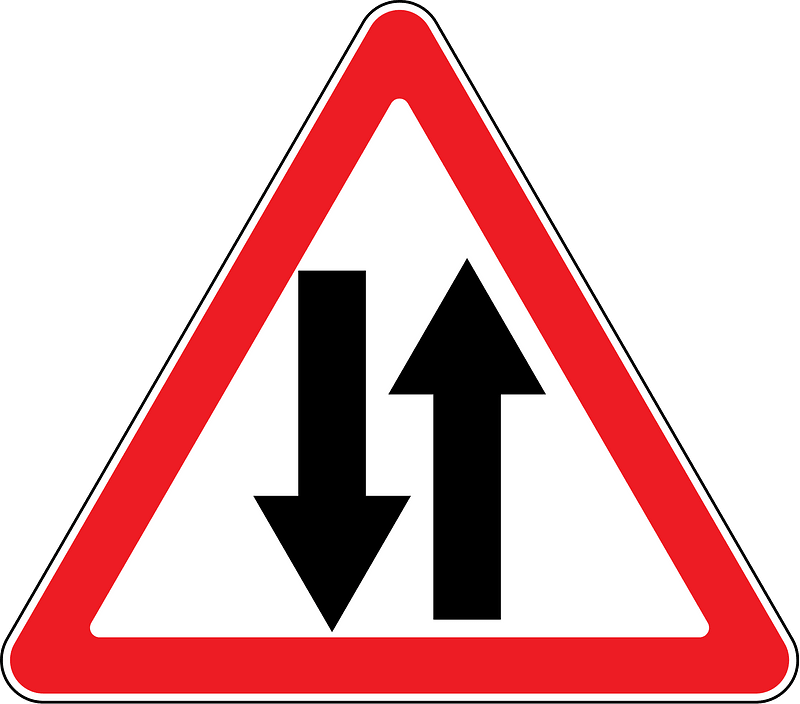 Two-way traffic ahead sign in Moldova