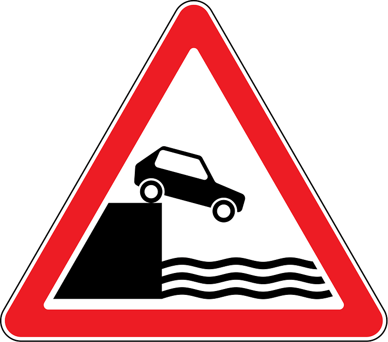 Unprotected quayside or riverbank sign in Moldova